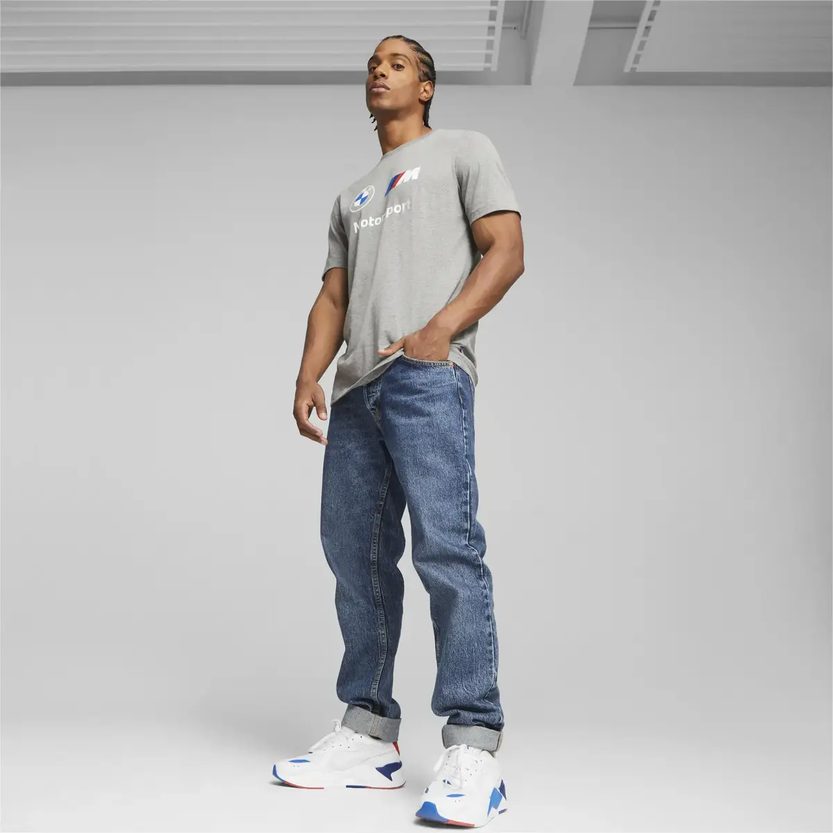 Puma BMW MMS ESS Logo Tee Gri Erkek T-Shirt
