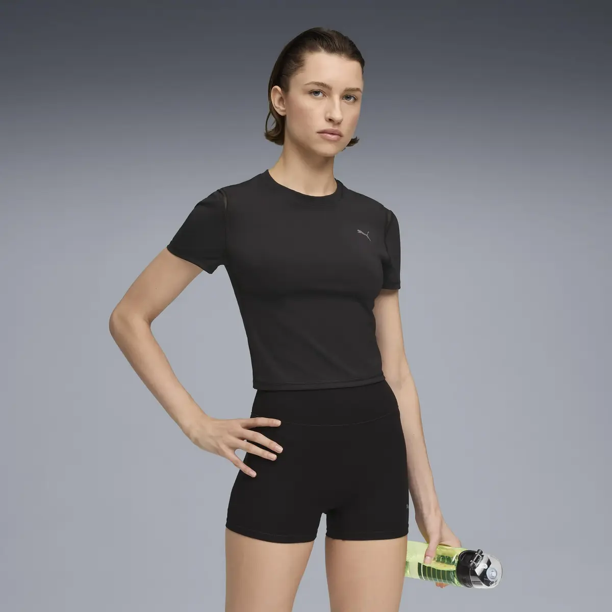 Puma W PUMA SHAPE BABY TEE Siyah Kadın Crop