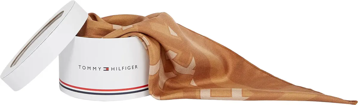 Tommy Hilfiger ICONIC MONOGRAM SILK Kadın Kahverengi Eşarp