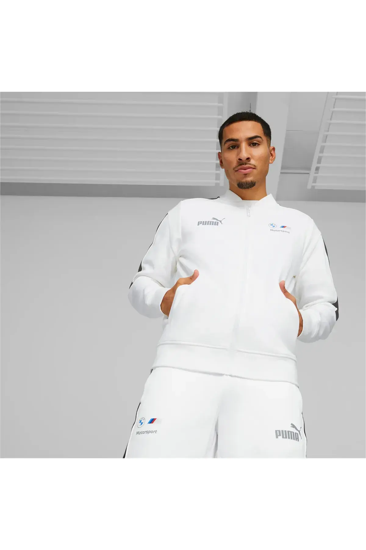 Puma BMW MMS MT7 Track Jacket Erkek Beyaz Fermuarlı Sweatshirt