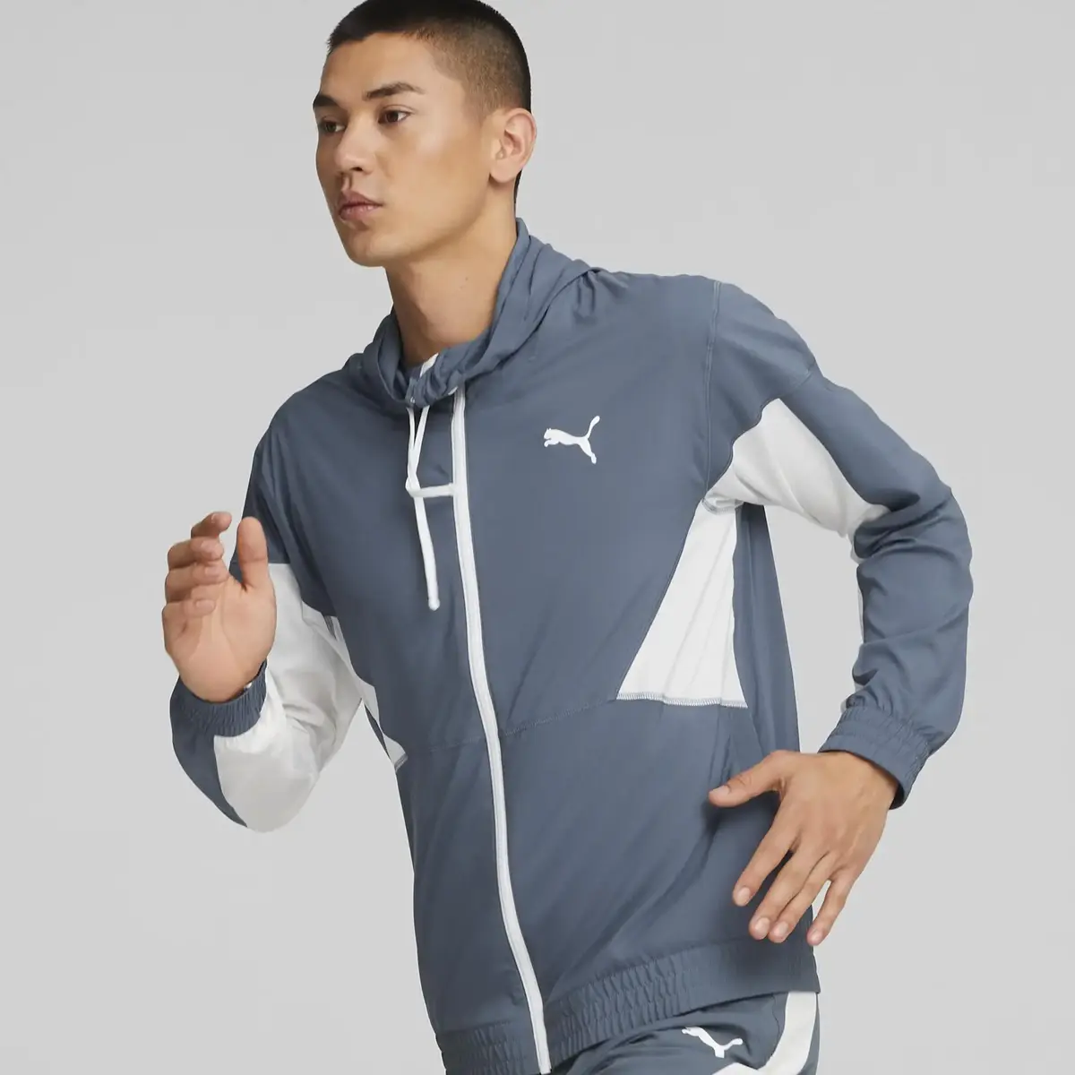 Puma Fıt Woven Jacket Gri Erkek Fermuarlı Spor Ceketi