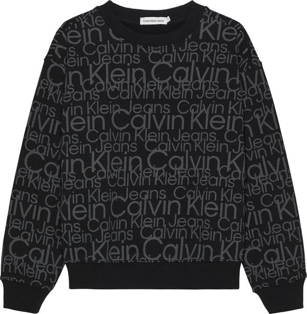 Calvin Klein GLOW IN THE DARK AOP Erkek Siyah Sweatshirt