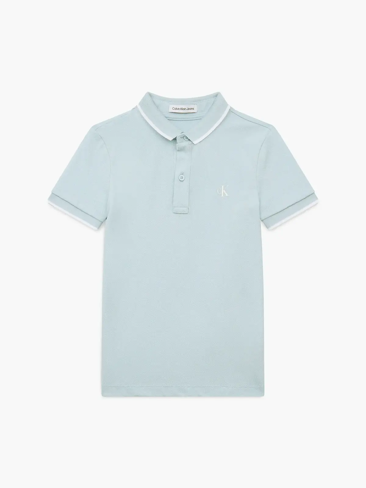 Calvin Klein MONOGRAM TIPPING FIT Erkek Mavi Polo T-Shirt