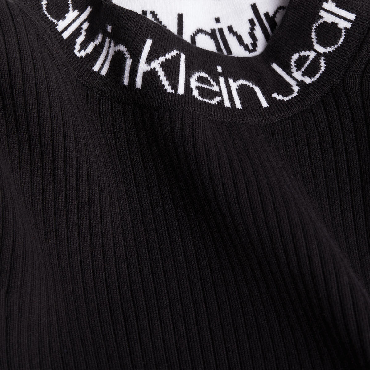 Calvin Klein LOGO INTARSIA SWEATE Kadın Siyah Elbise