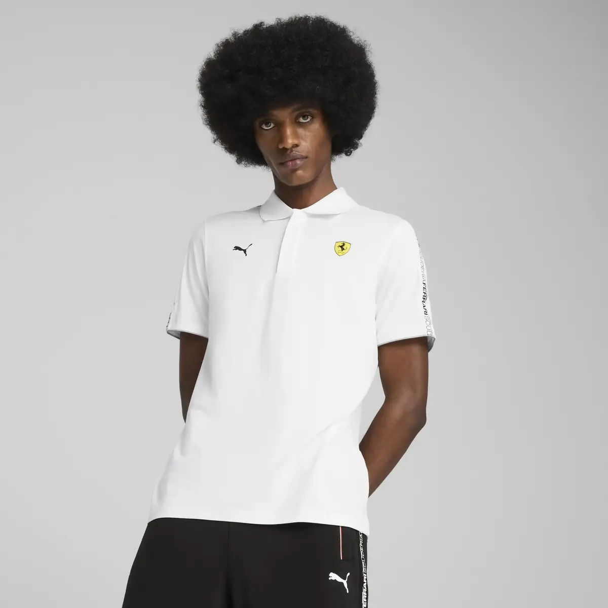 PUMA Ferrari Race Cloudspun Polo Beyaz Erkek Polo T-Shirt