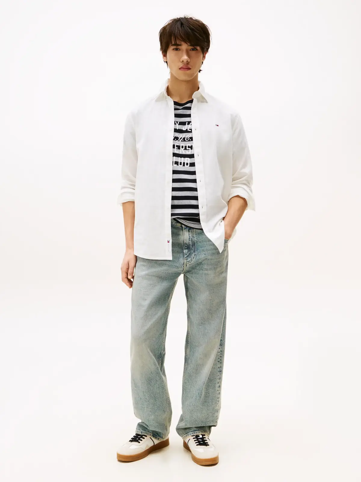 Tommy Hilfiger TJM REG LINEN BLEND, YBL Beyaz Erkek Gömlek