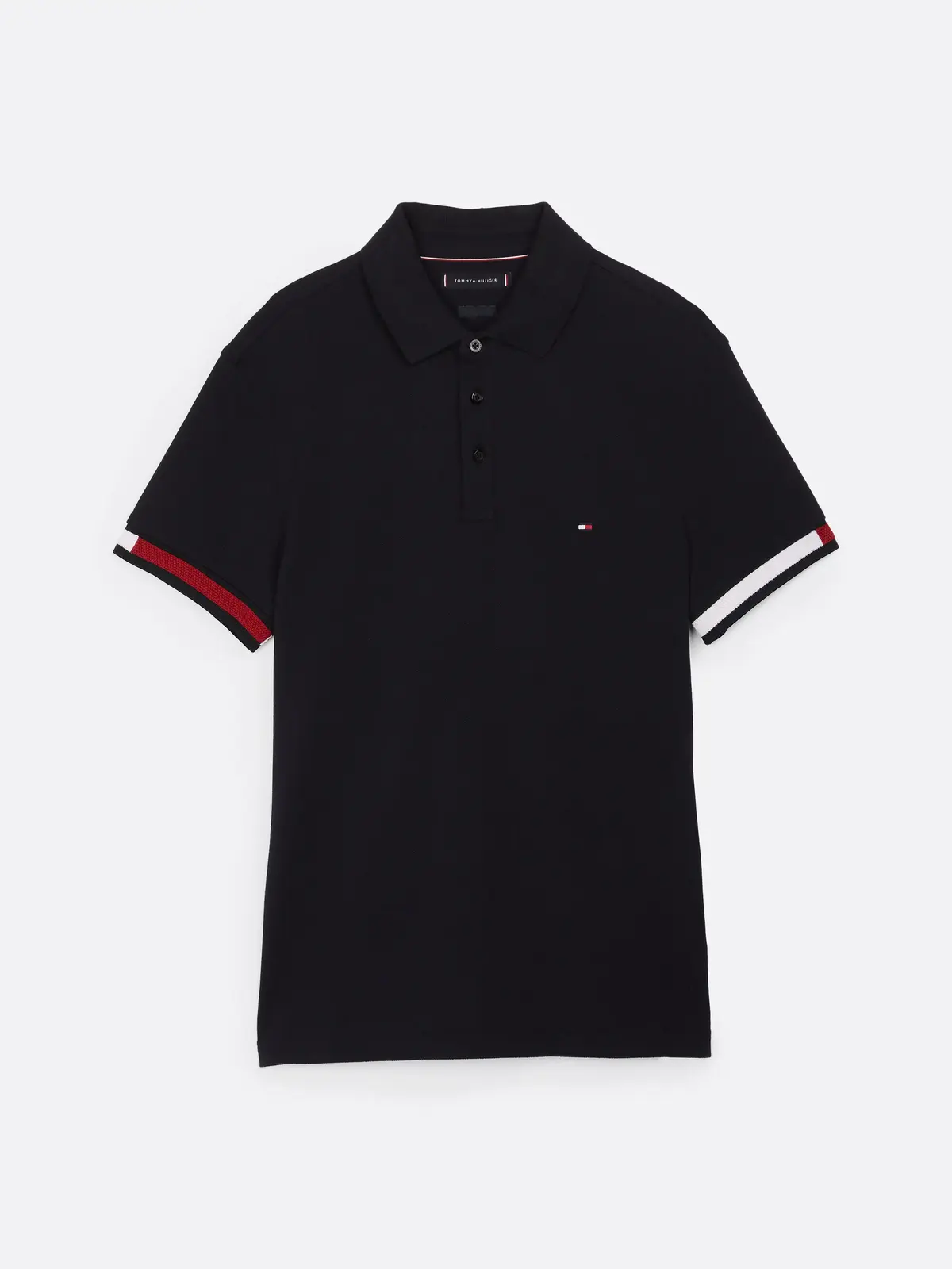 Tommy Hilfiger FLAG CUFF SLIM POLO, DW5 Siyah Erkek T-Shirt & Polo