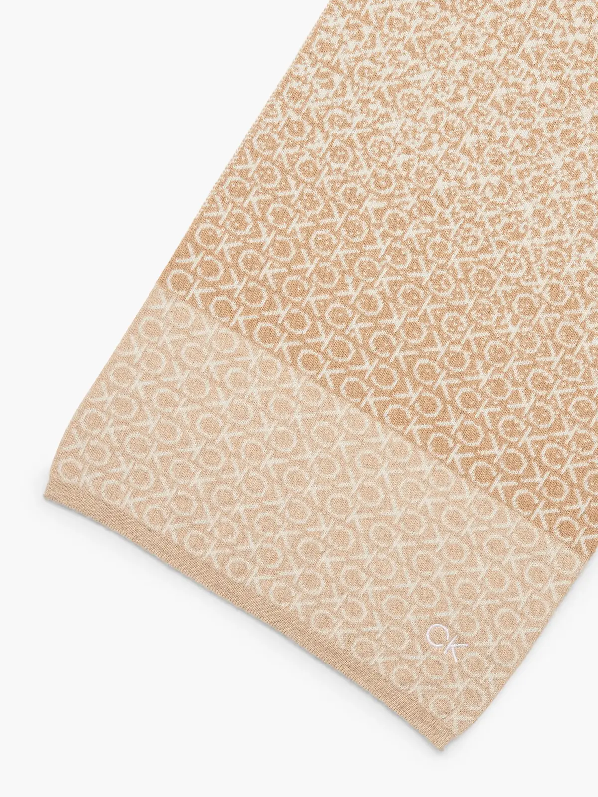 Calvin Klein MONOGRAM KNIT SCARF Kadın Krem Atkı