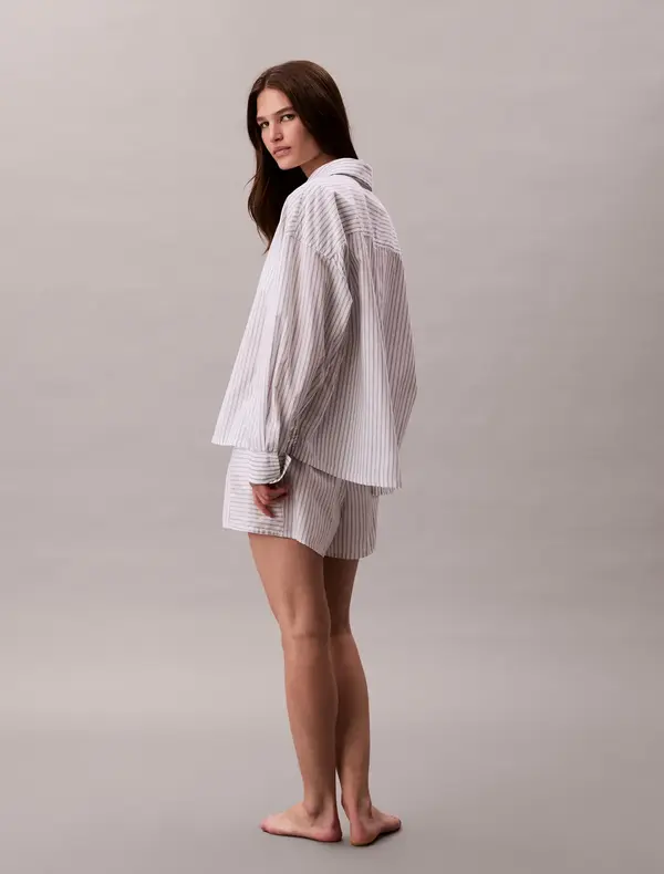 Calvin Klein COTTON POPLIN SHIRT Beyaz Kadın Pijama Gömleği
