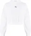 Calvin Klein BADGE RIB HOODIE, YAF Beyaz Kadın Sweatshirt