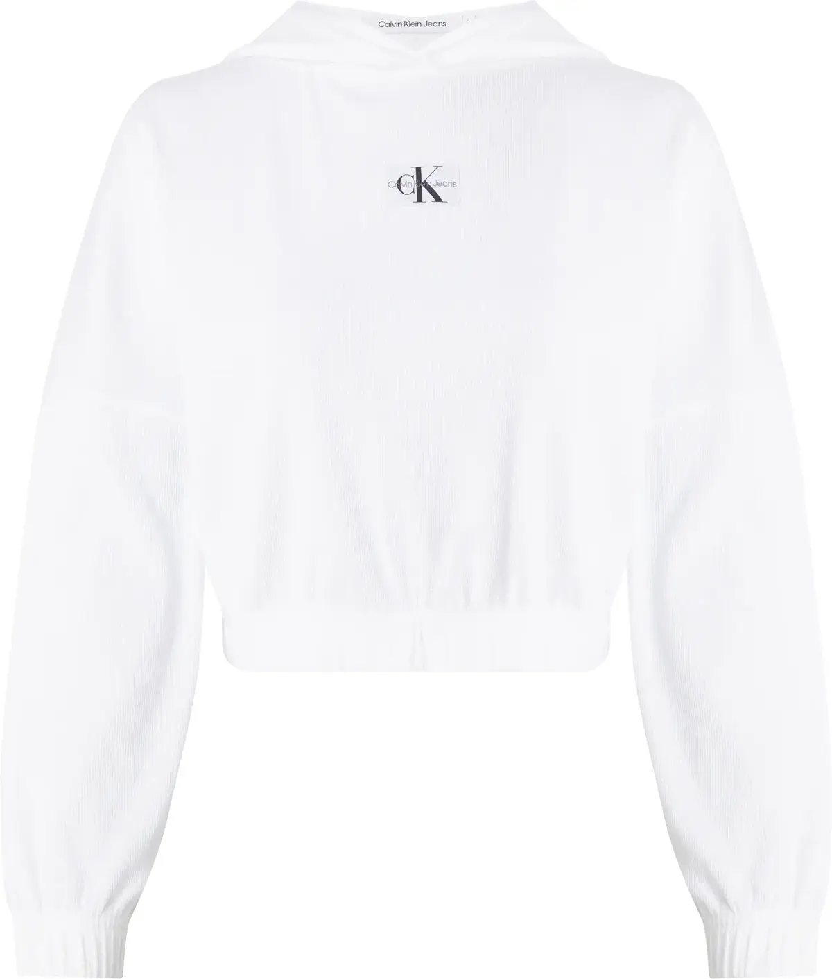 Calvin Klein BADGE RIB HOODIE, YAF Beyaz Kadın Sweatshirt
