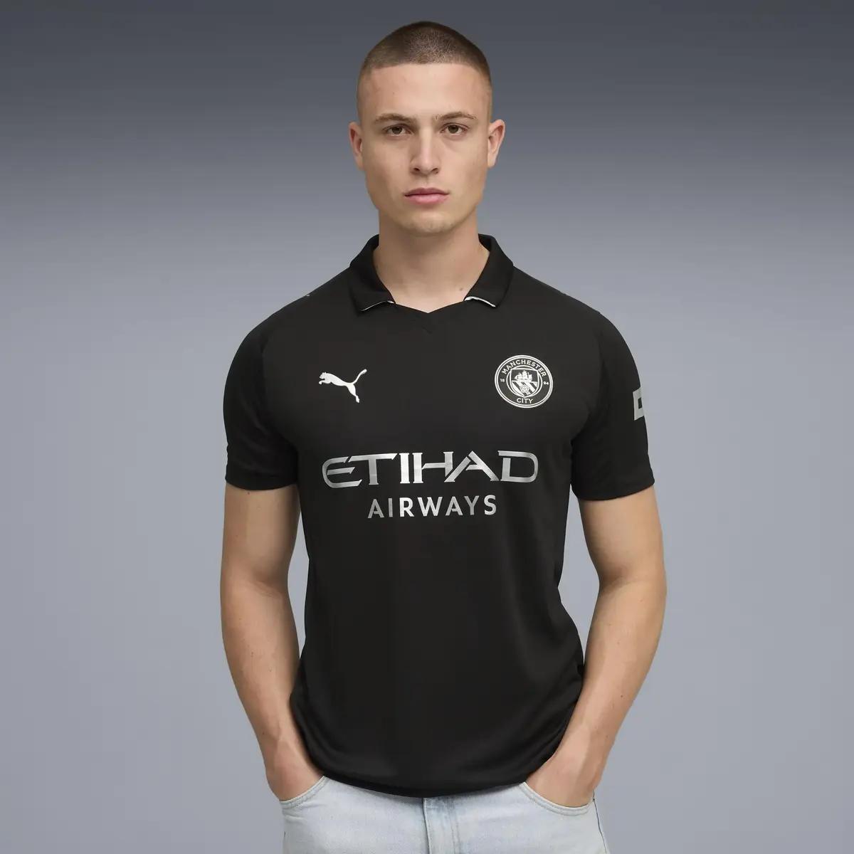Puma MCFC Away Jersey Replica Siyah Erkek Forma