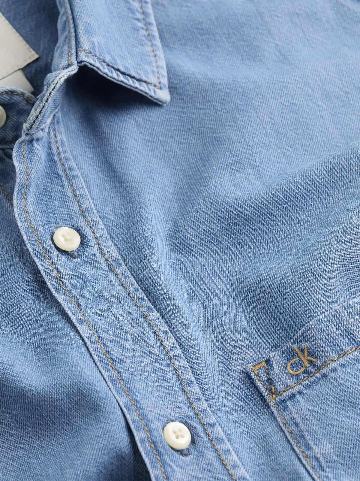 Calvin Klein LYOCELL BLEACHED BLU Erkek Mavi Gömlek