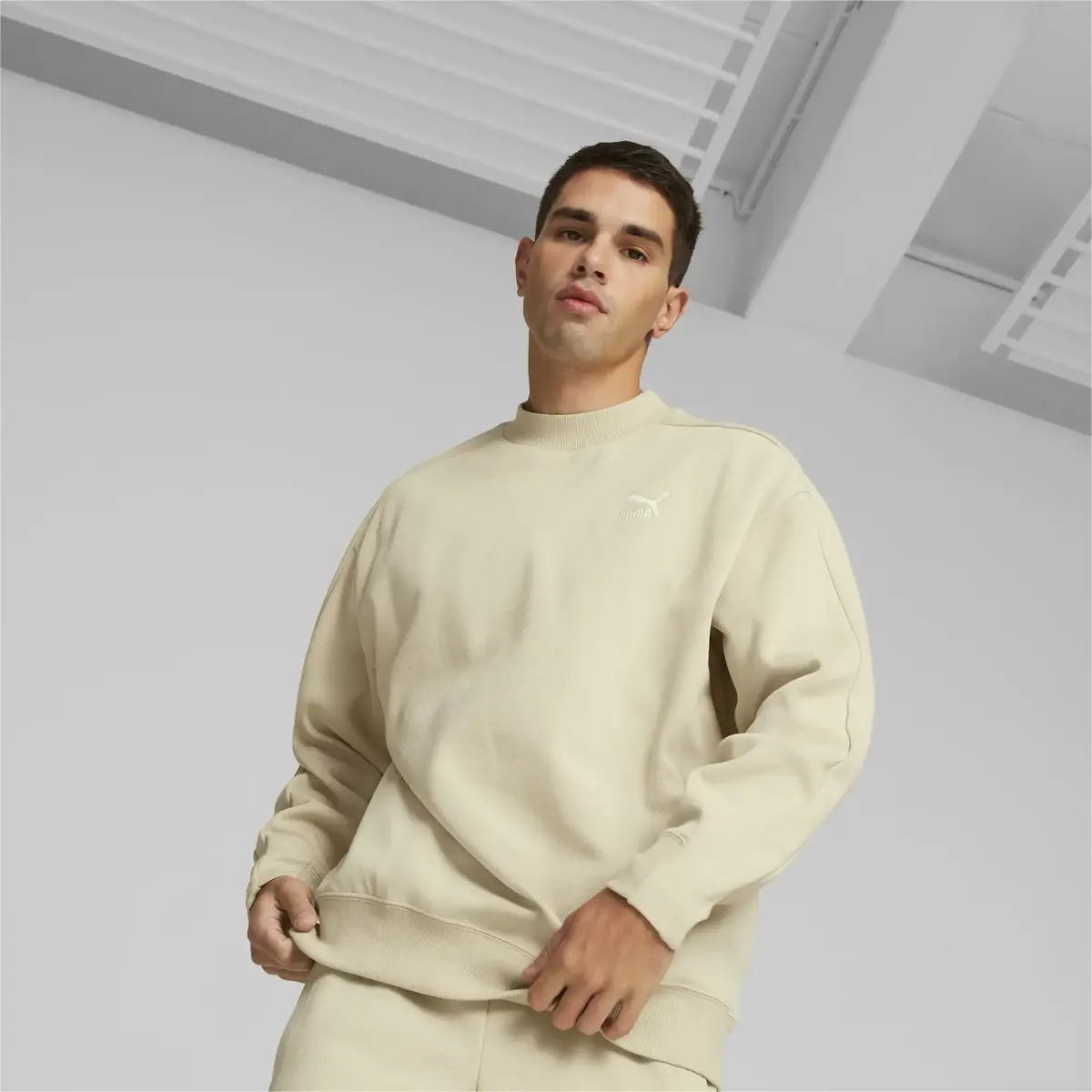Puma T7 Mock Neck Crew DK Granola Bej Erkek Sweatshirt
