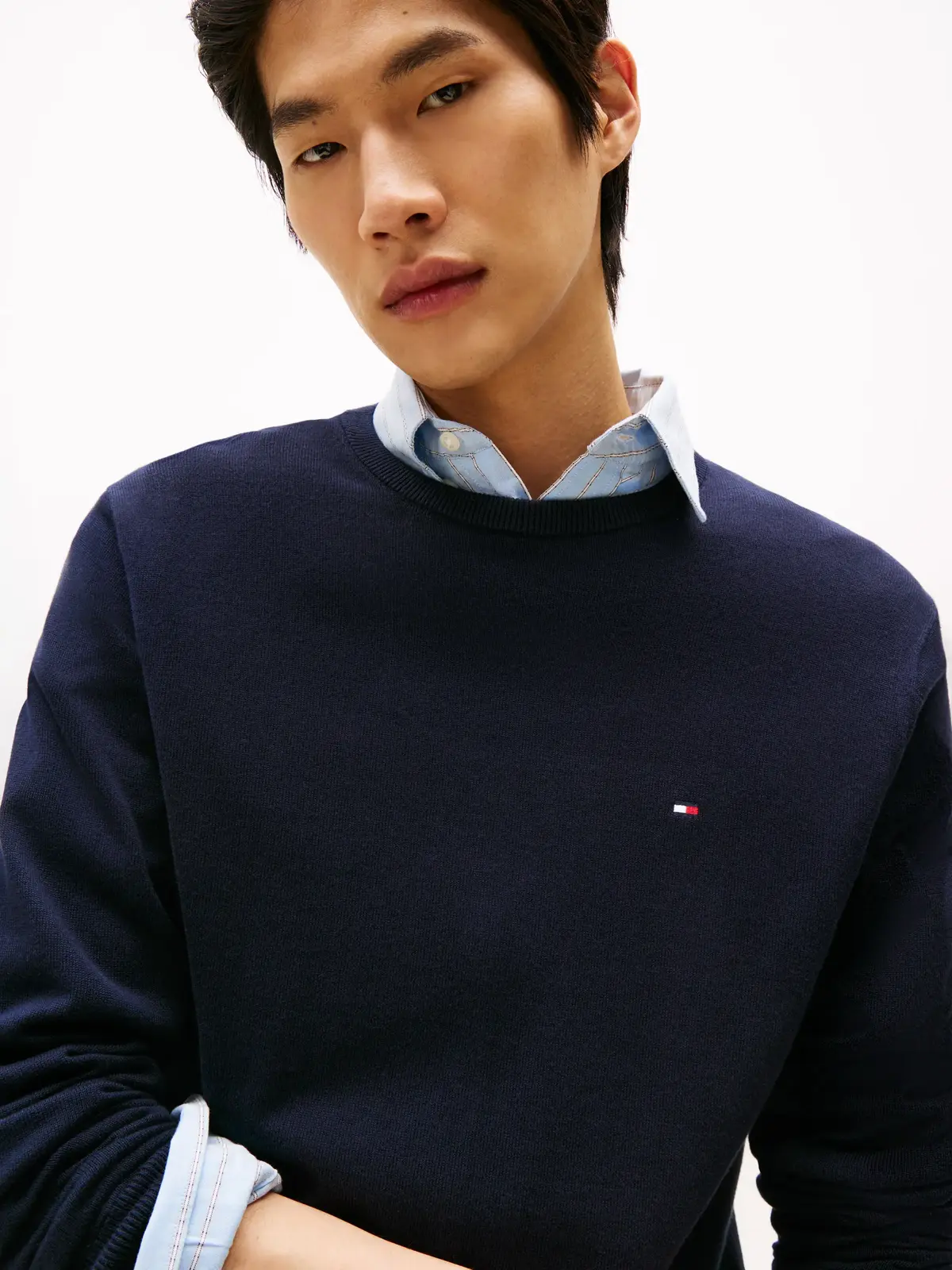 Tommy Hilfiger CORE ESSENTIAL COTTO Erkek Lacivert Kazak