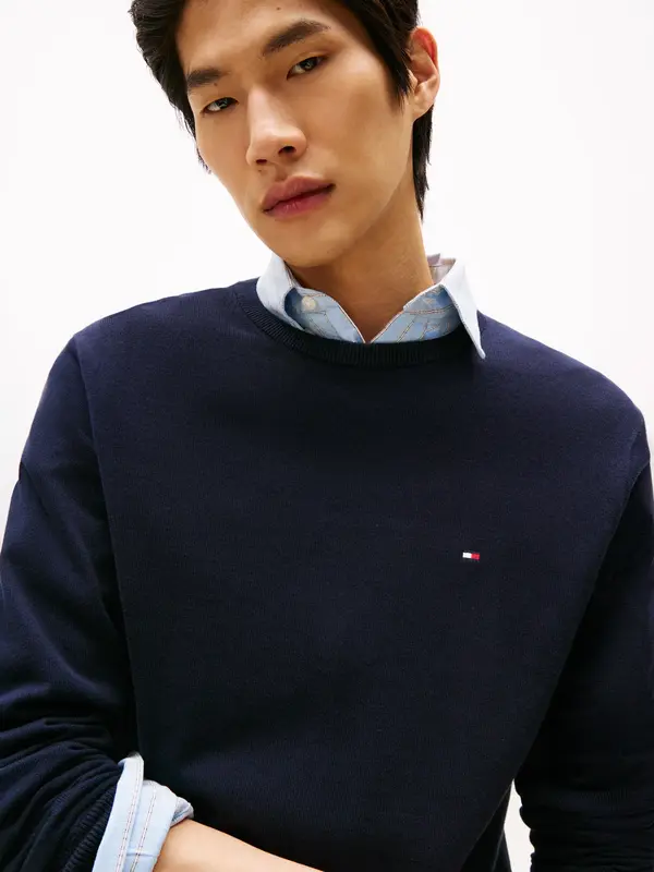 Tommy Hilfiger CORE ESSENTIAL COTTO Erkek Lacivert Kazak