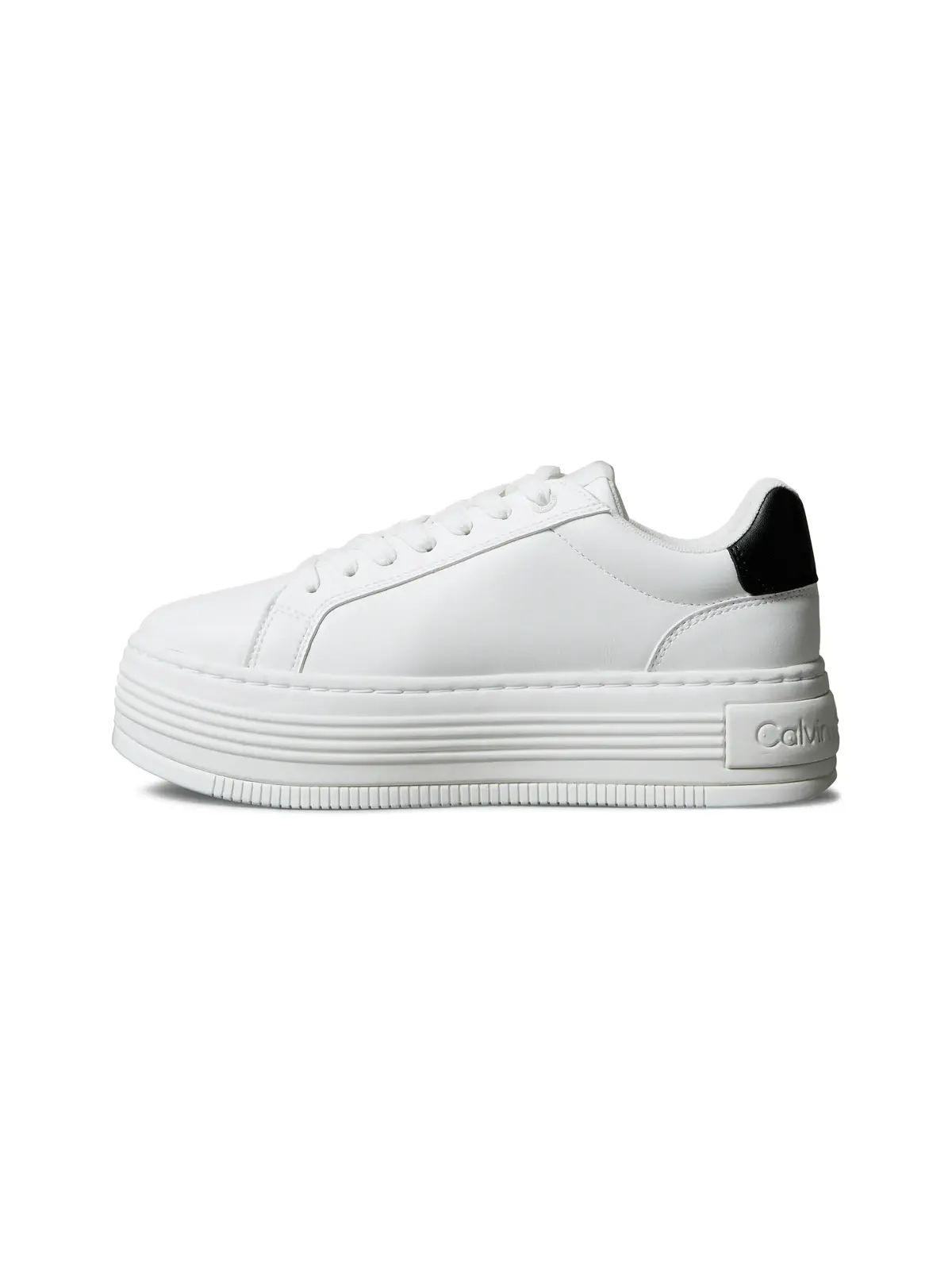 Calvin Klein BOLD FLATF LOW LACE, 01W Beyaz Kadın Spor Ayakkabı & Sneaker