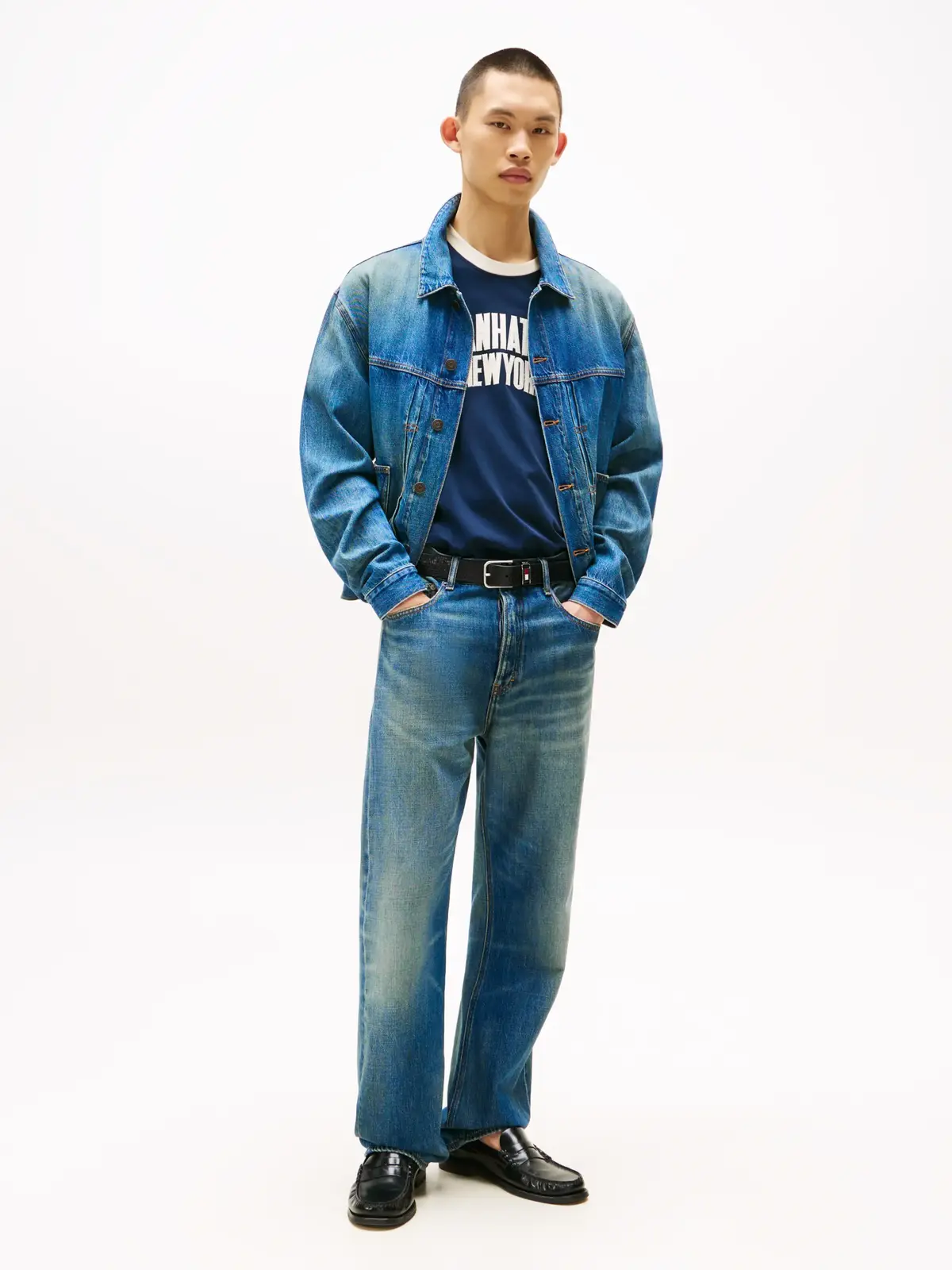 Tommy Hilfiger PLEATED TRUCKER JACK, 1A5 Erkek Mavi Kot Ceket