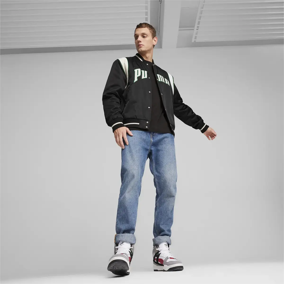 Puma TEAM FOR THE FANBASE Varsity Jacket Siyah Erkek Sweatshirt