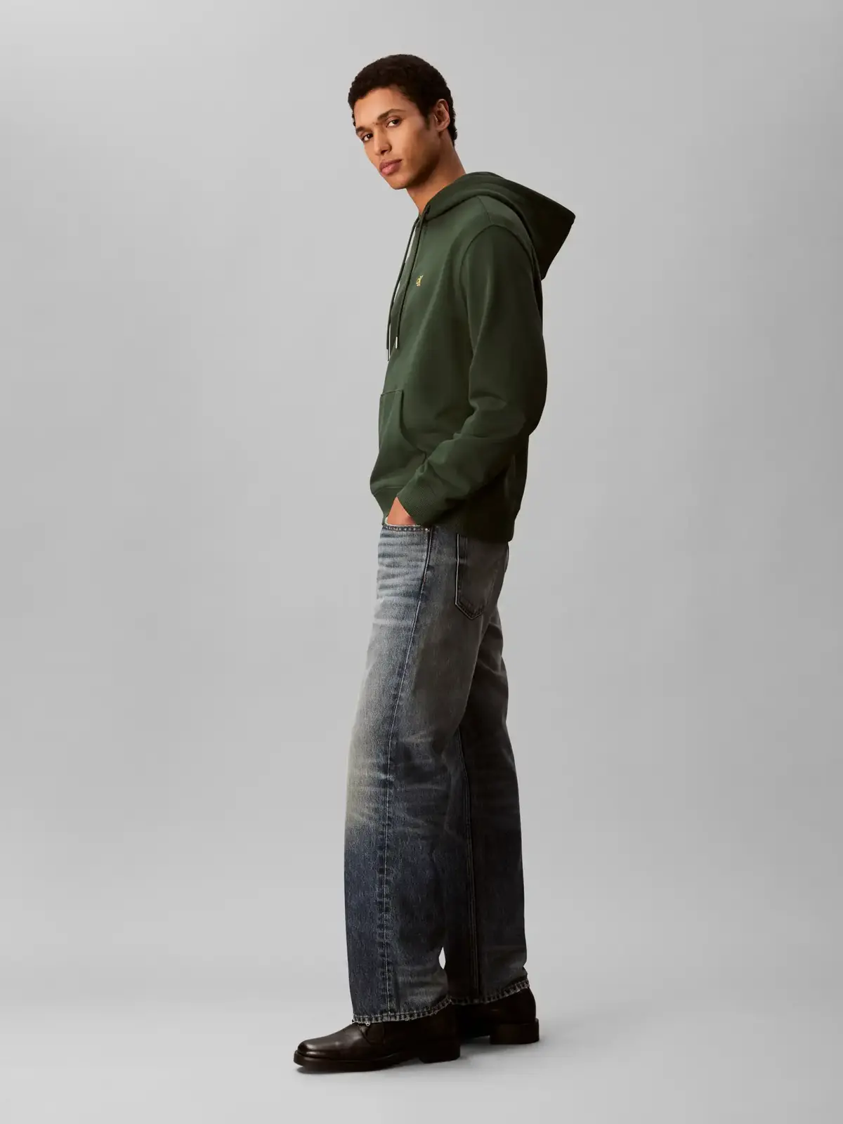 Calvin Klein LS EU 350TERRY MONOG, LLG Yeşil Erkek Hoodie