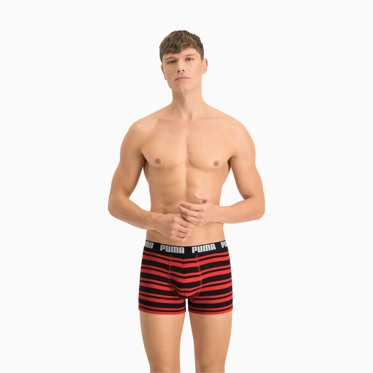 Puma PUMA HERITAGE STRIPE BOXER 2P red / blac Kırmızı/Siyah Erkek 2'li Boxer