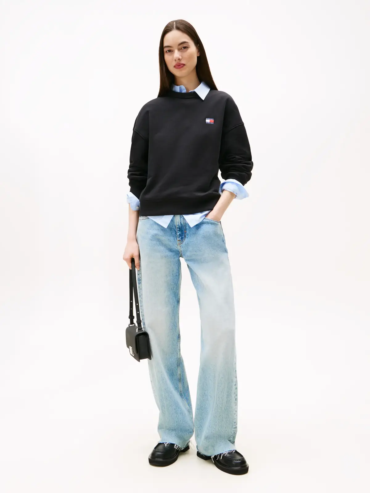 Tommy Hilfiger TJW BXY BADGE CREW, BDS Siyah Kadın Sweatshirt