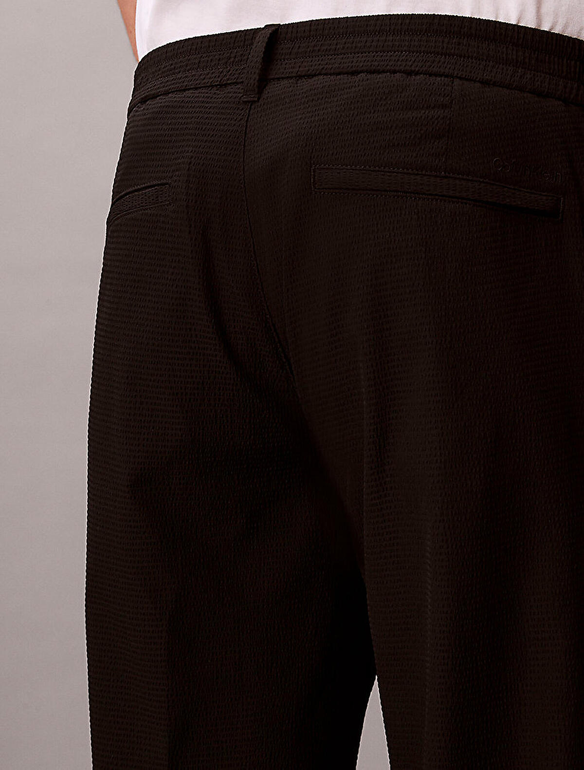 Calvin Klein STRAIGHT SEERSUCKER, UB1 Erkek Siyah Pantolon
