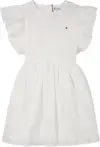 Tommy Hilfiger TEXTURED COTTON DRES, YBR Beyaz Kız Çocuk Elbise-Etek