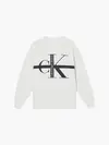 Calvin Klein STRIPE MONOLOGO WASH Kadın Krem Sweatshirt