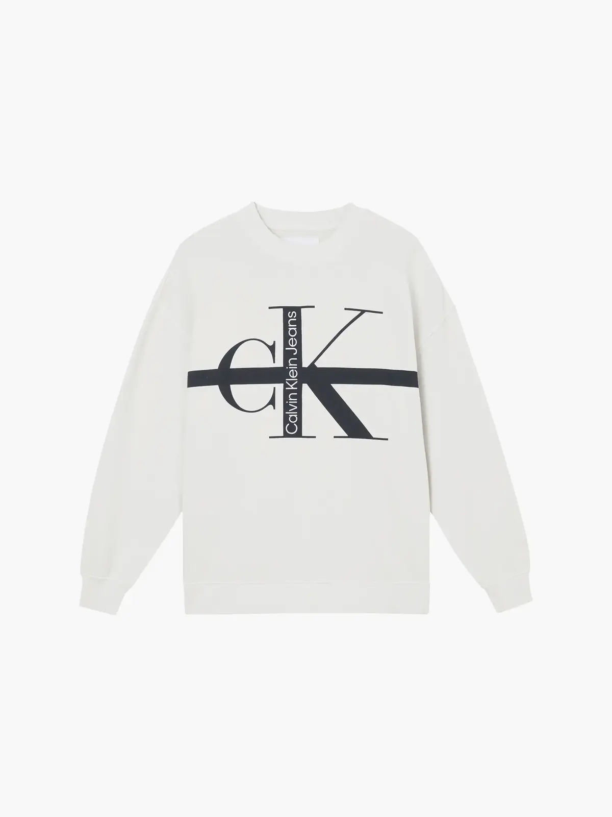 Calvin Klein STRIPE MONOLOGO WASH Kadın Krem Sweatshirt