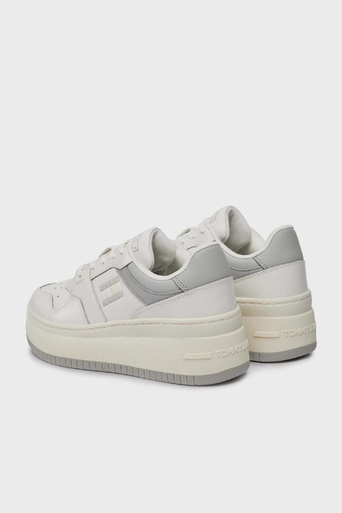 Tommy Hilfiger TJW RETRO BASKET FLA Beyaz Kadın Spor Ayakkabı