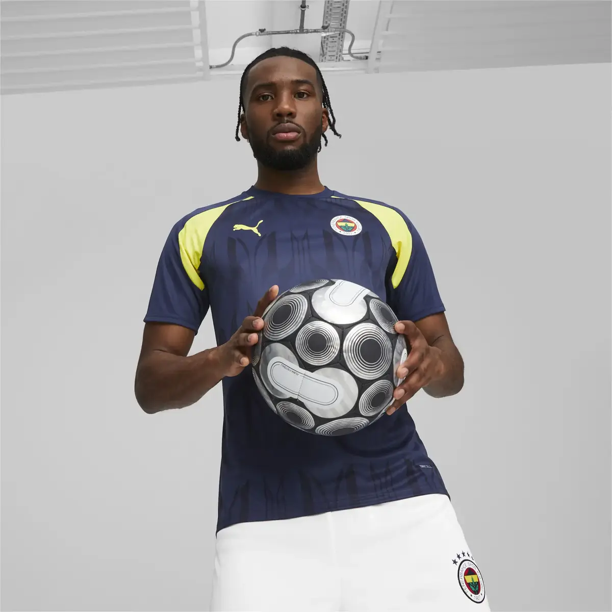 Puma Fsk Prematch Ss Jersey Medieval Blue-Blazıng Yellow Lacivert Erkek Forma