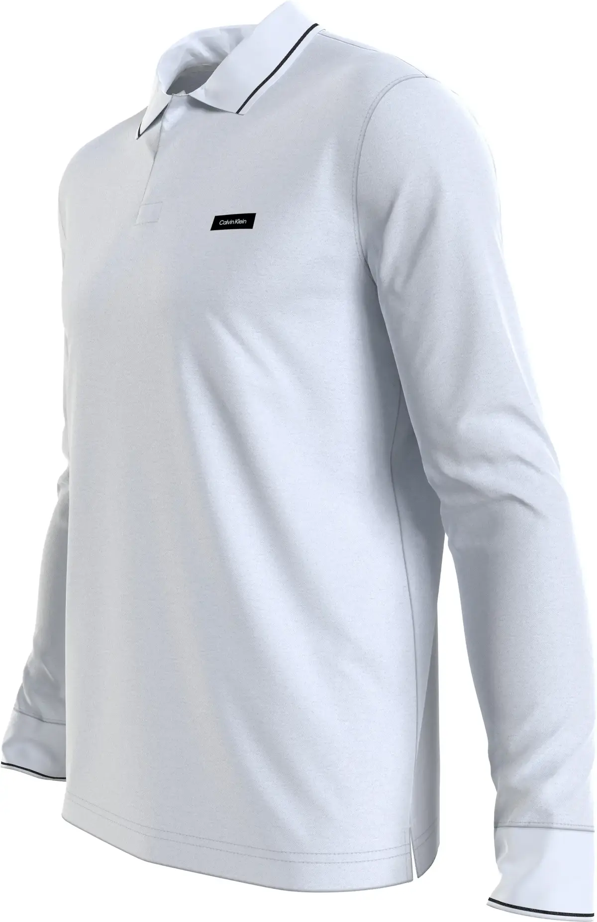 Calvin Klein STRETCH PIQUE LS TIP Erkek Beyaz Polo T-Shirt