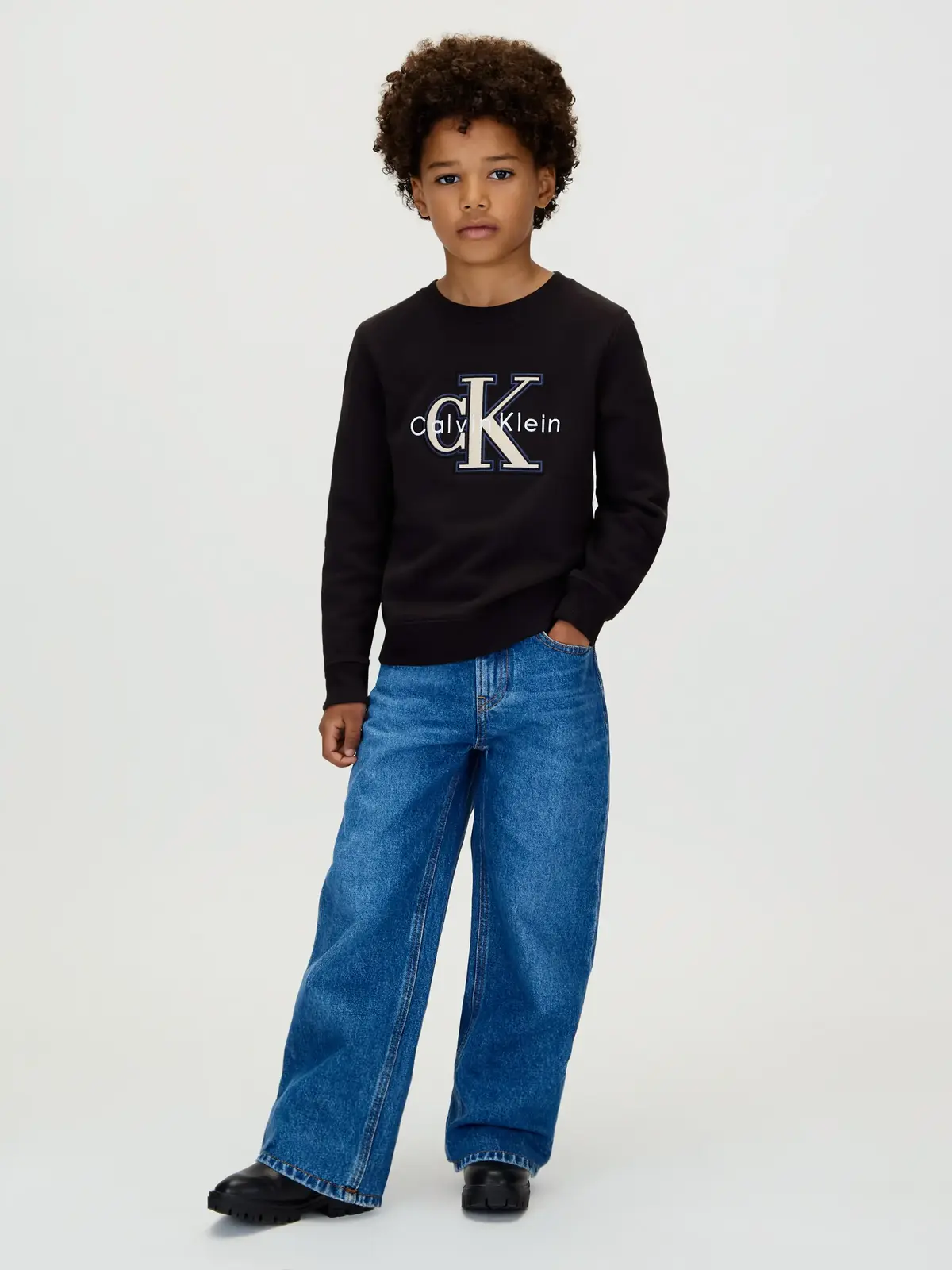 Calvin Klein FESTIVE MONO SWEATSHIRT Siyah Erkek Çocuk Sweatshirt