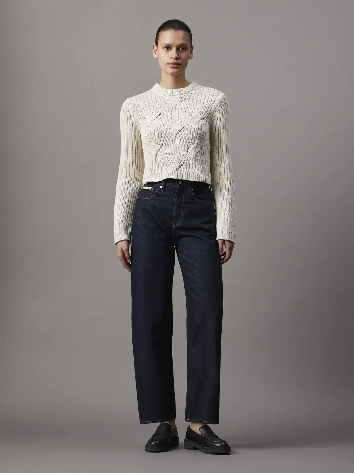 Calvin Klein CABLE KNIT SWEATER Kadın Bej Kazak