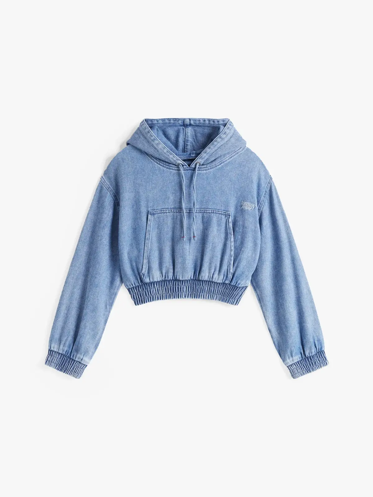 Tommy Hilfiger TJW DENIM CROPPED HO, 1A4 Mavi Kadın Sweatshirt