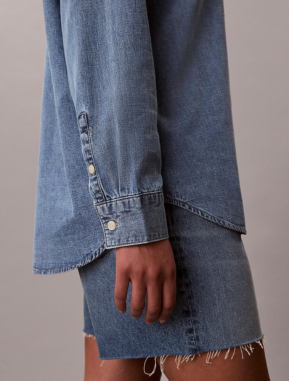Calvin Klein OVERSIZED SHIRT VINT, NLR, XXS Mavi Kadın Gömlek