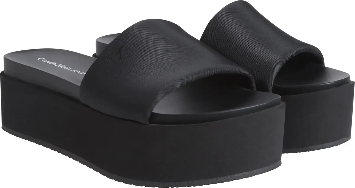Calvin Klein FLATFORM SANDAL SLID, 0GJ Siyah Kadın Terlik