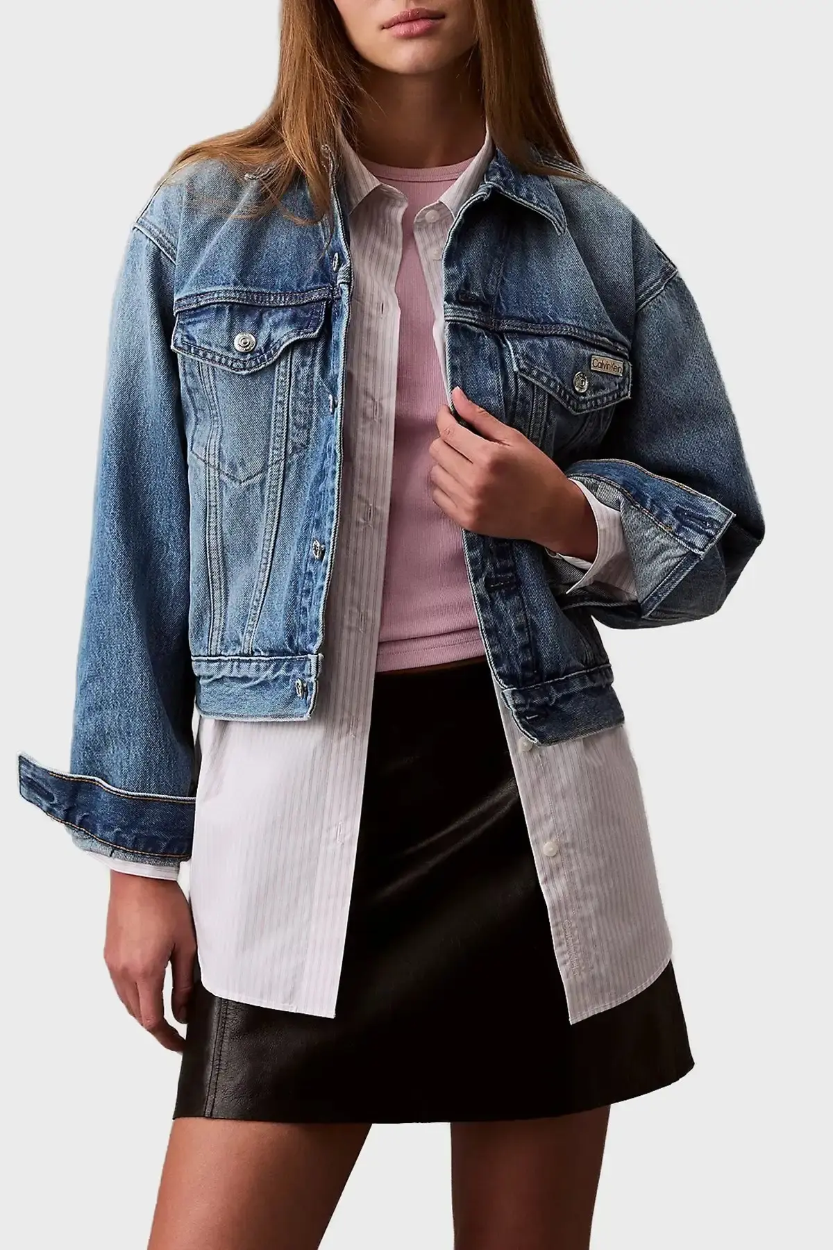 Calvin Klein 90s TRUCKER JACKET GOLD DUST Mavi Kadın Ceket