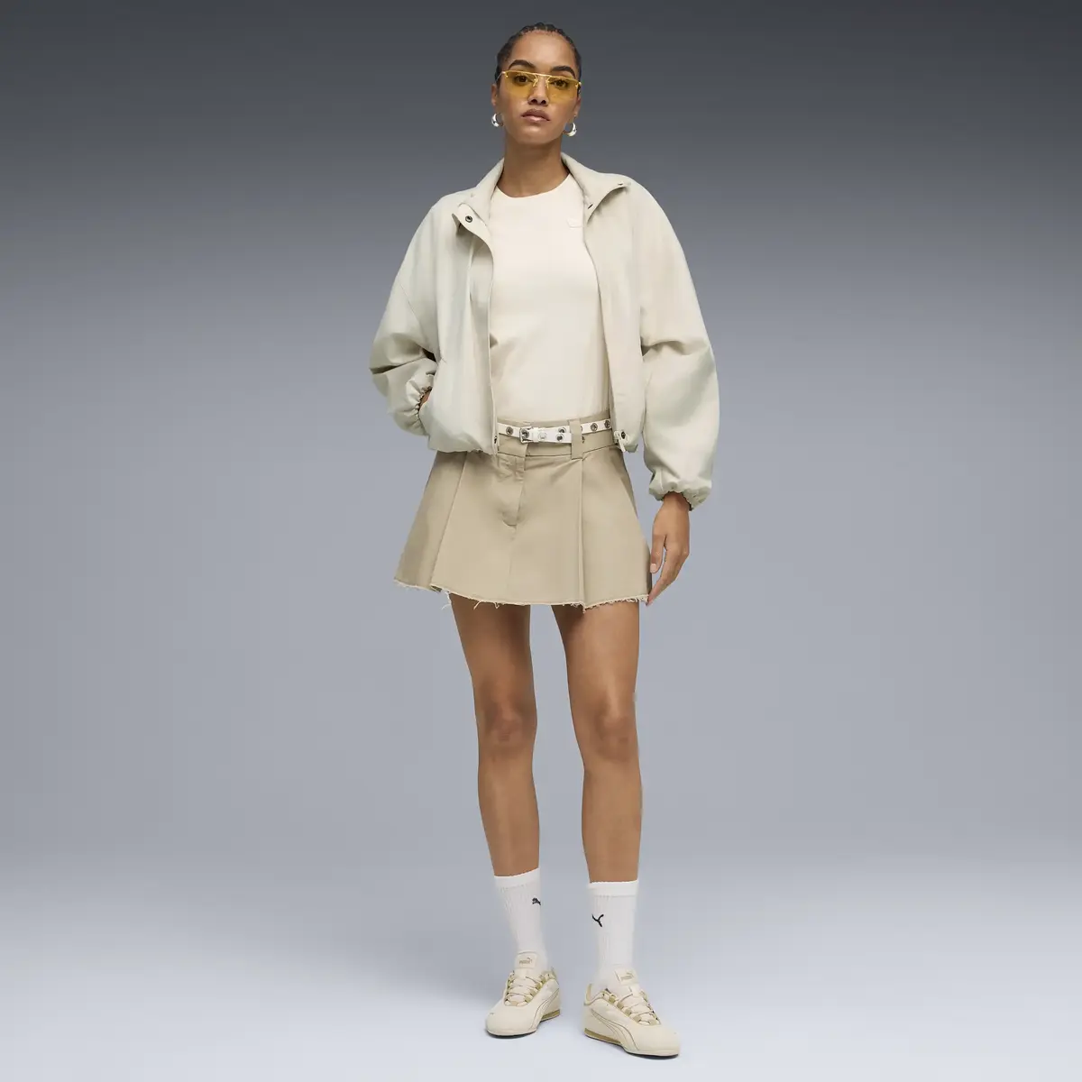 Puma ESS ELEVATED Tee TK W Bej Kadın T-Shirt