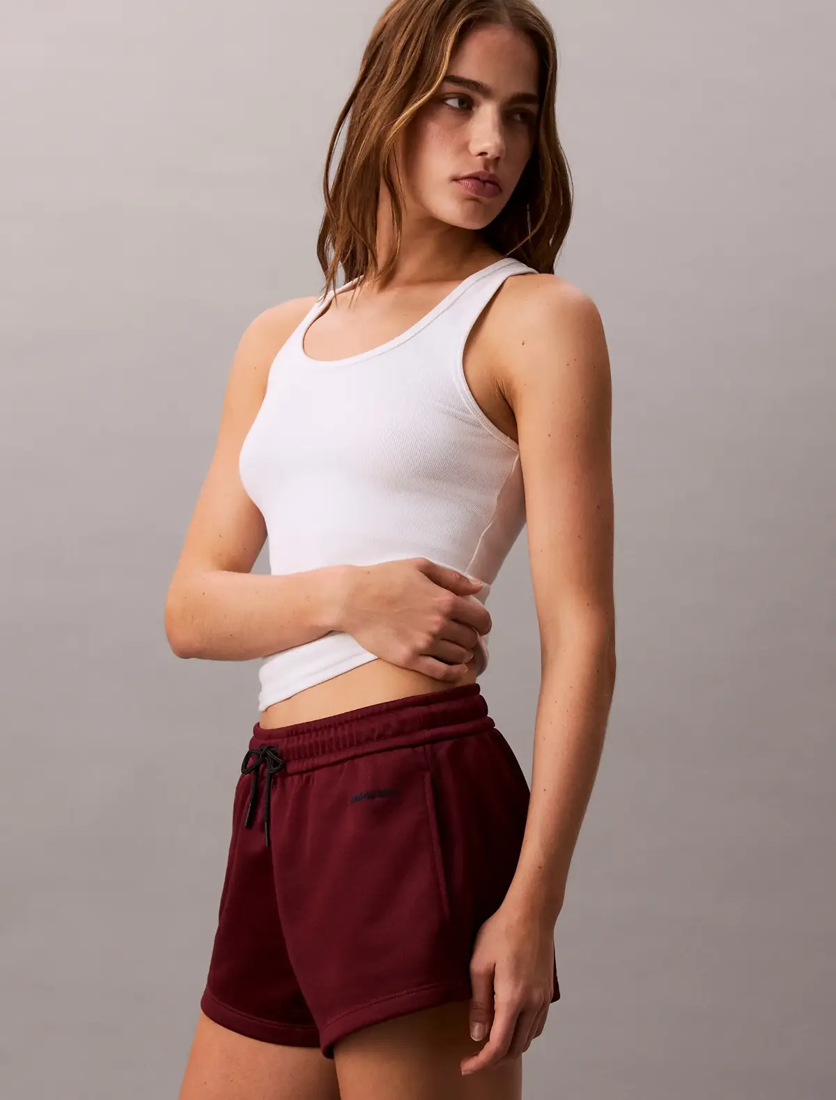 Calvin Klein HIGH SHINE FRENCH Bordo Kadın Mini Şort