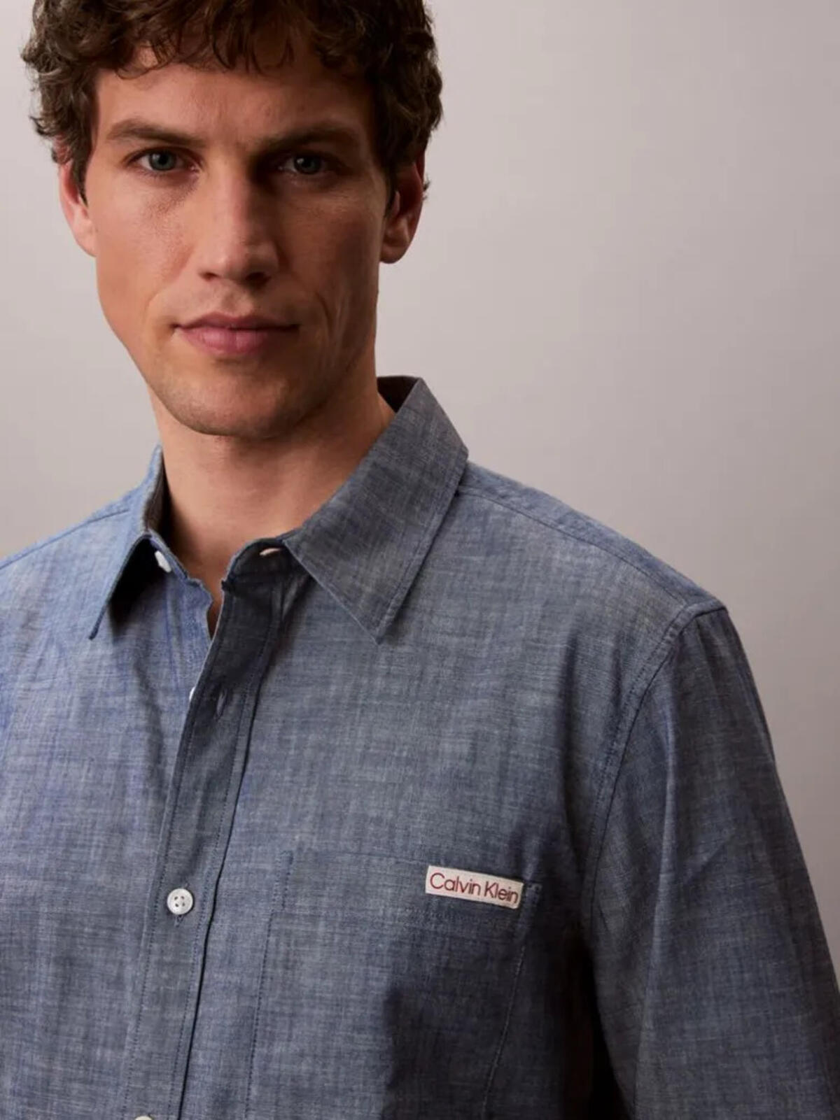 Calvin Klein LS CHAMBRAY CLASSIC, C32, S Mavi Erkek Gömlek