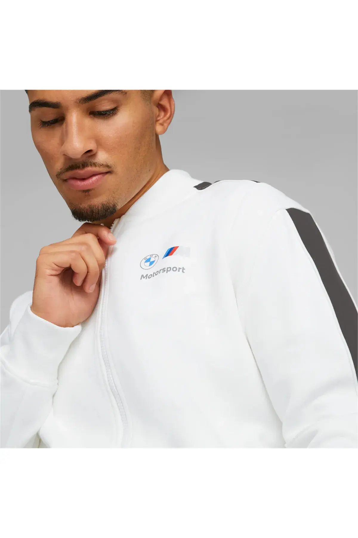 Puma BMW MMS MT7 Track Jacket Erkek Beyaz Fermuarlı Sweatshirt
