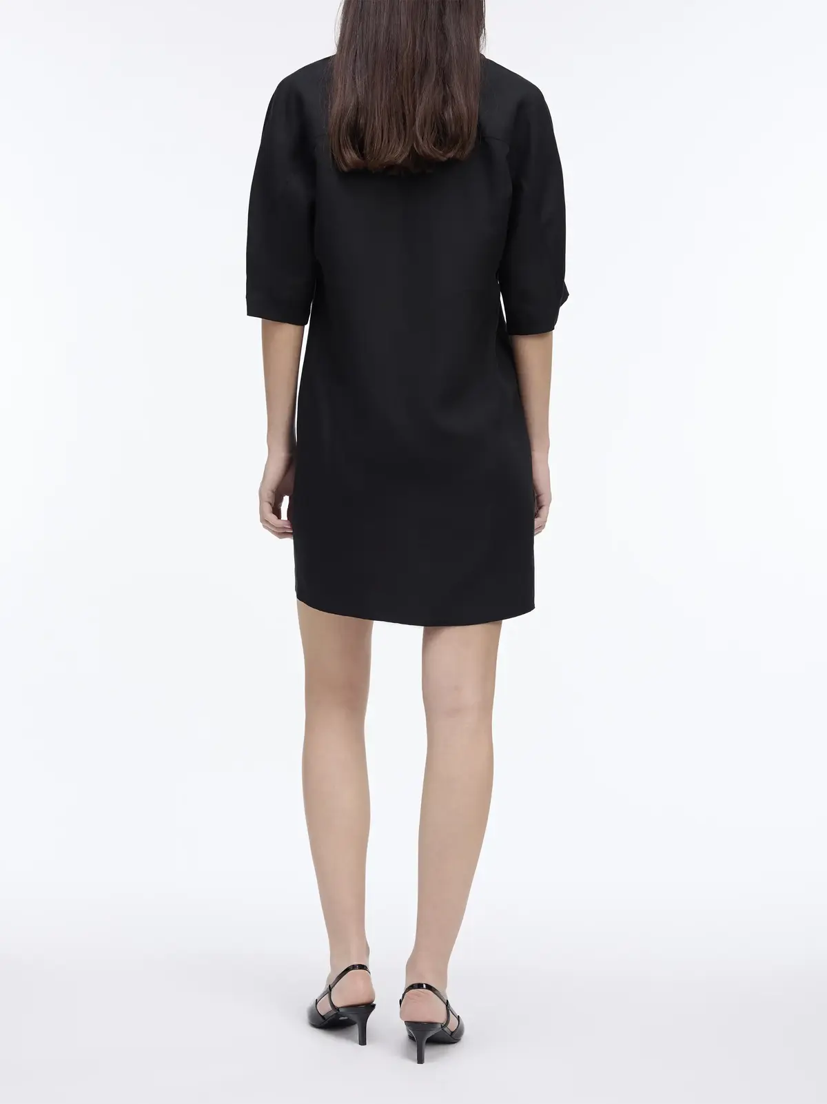 Calvin Klein LINEN BLEND HS SHIRT, BEH Siyah Kadın Elbise-Etek