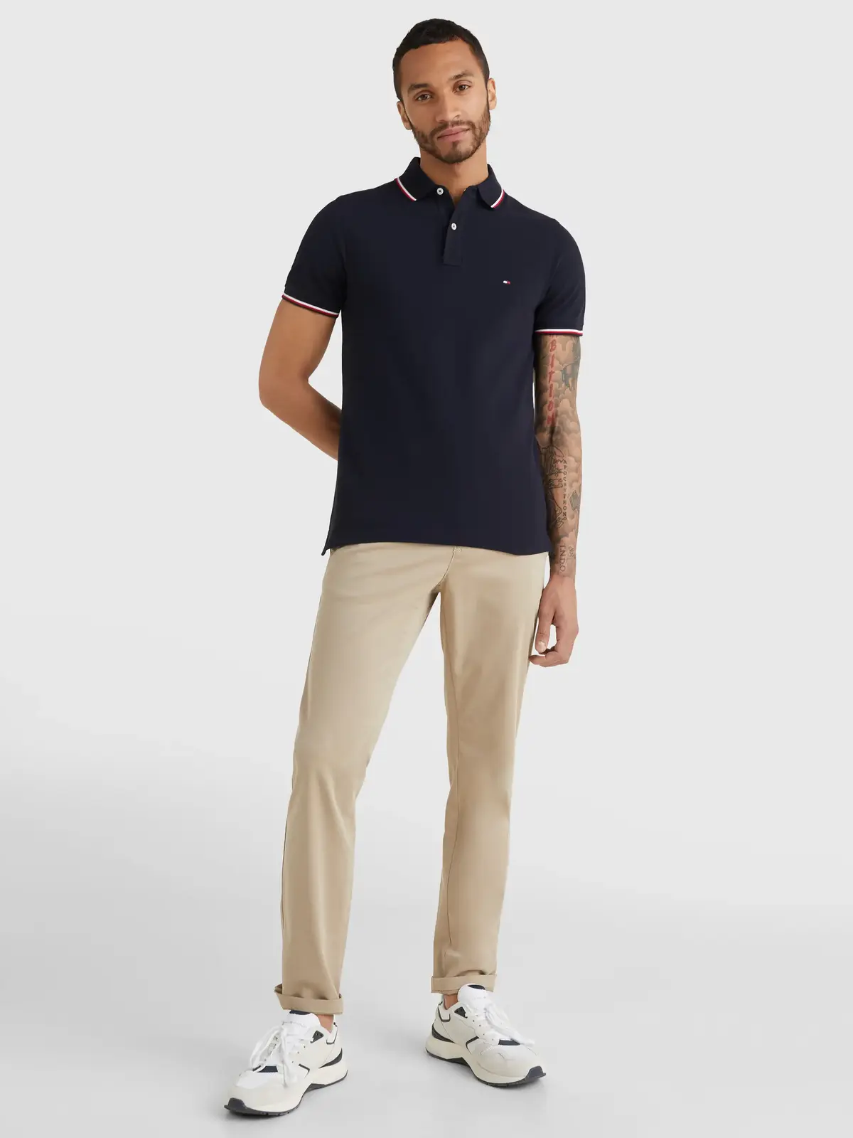 Tommy Hilfiger CORE TOMMY TIPPED SL Erkek Lacivert Polo T-Shirt