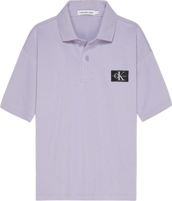 Calvin Klein PIQUE BADGE SS POLO Erkek Lila Polo T-Shirt