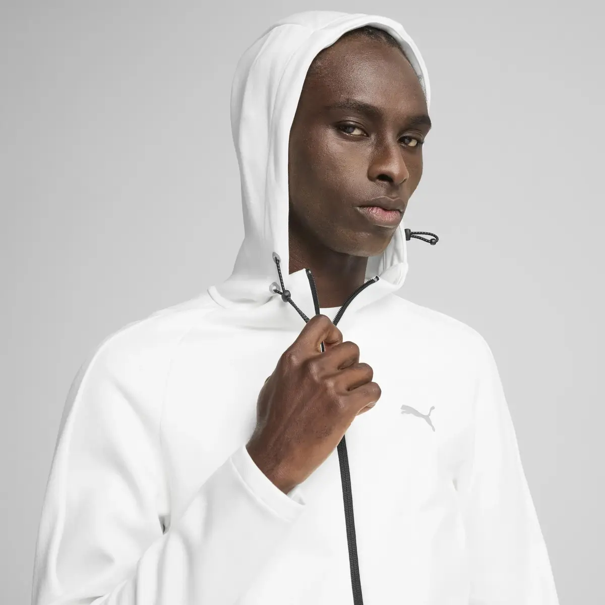 PUMA EVOSTRIPE Full-Zip Hoodie Beyaz Erkek Fermuarlı Ceket
