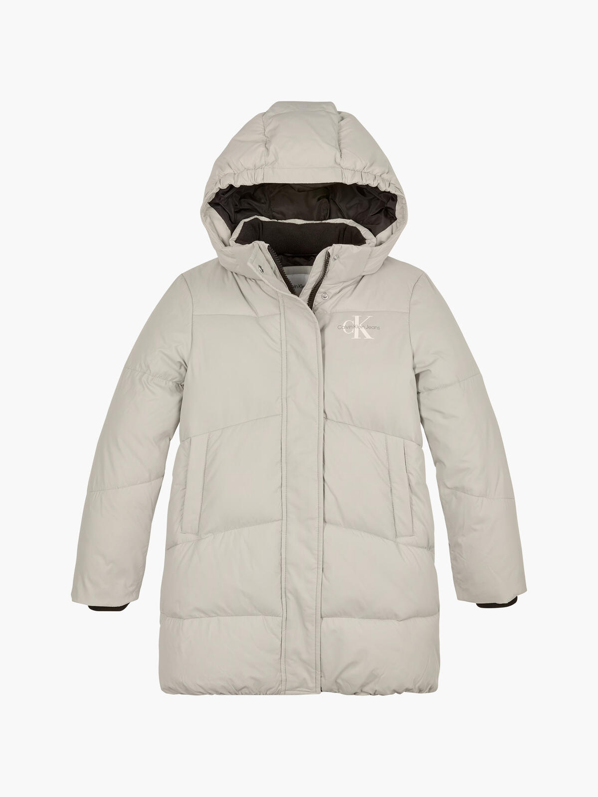 Calvin Klein CK LONG PUFFER COAT Kadın Krem Şişme Mont
