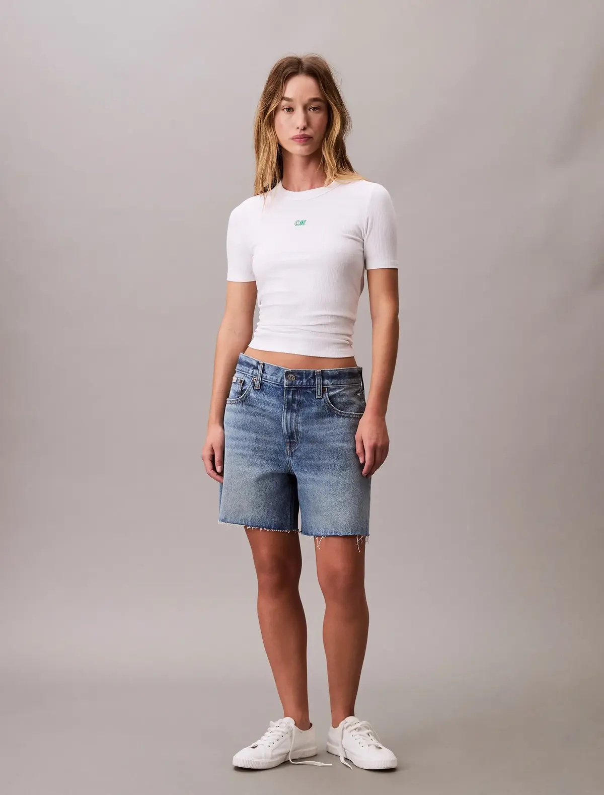Calvin Klein A- Modal Rib Tee Beyaz Kadın Tişört