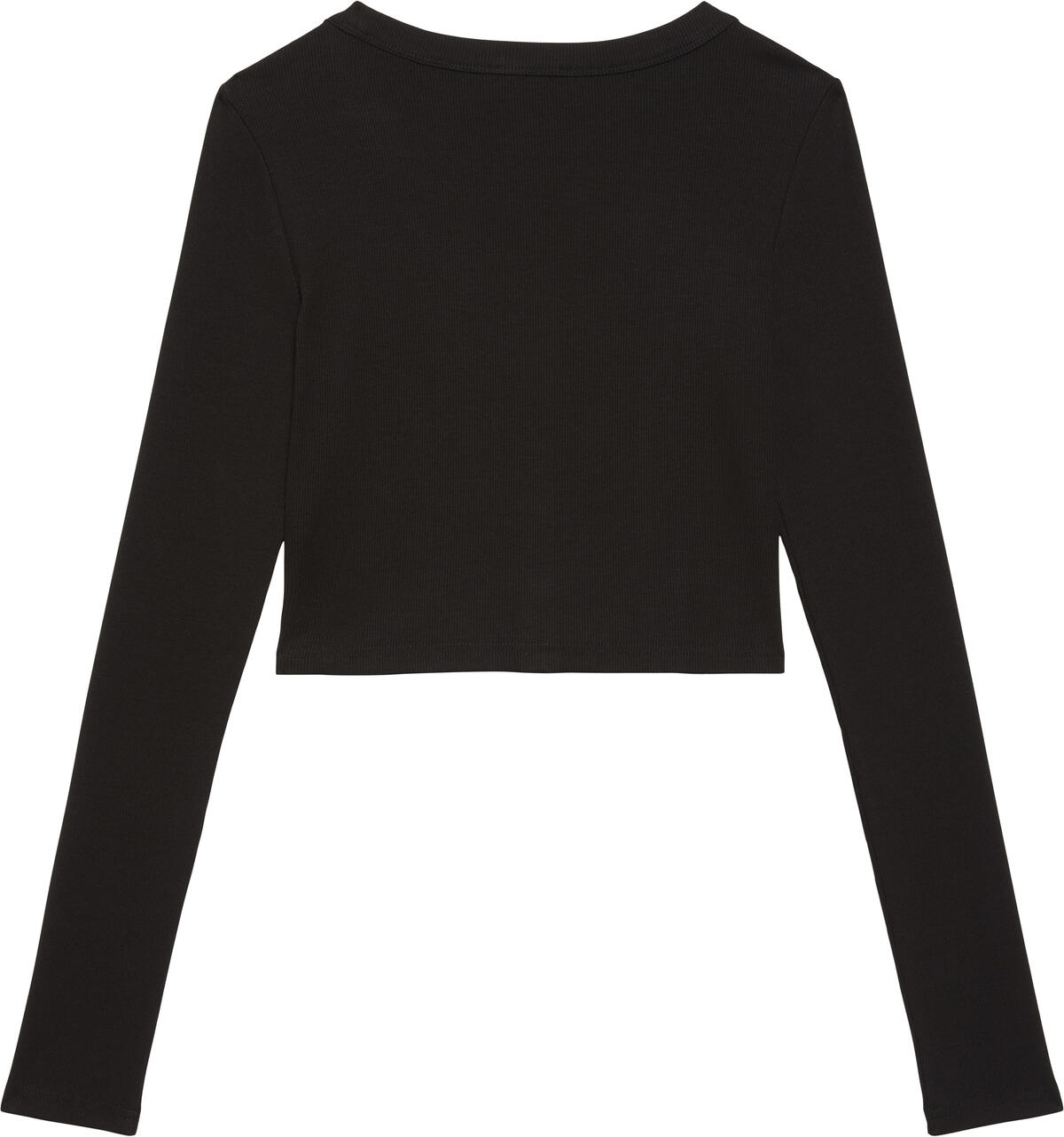 Calvin Klein LS WOVEN LABEL 2X2 COTTON RIB CA Siyah Kadın T-Shirt Calvin Klein LS WOVEN LABEL 2X2 COTTON RIB CA Siyah Kadın T-Shirt